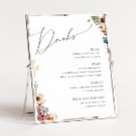 Poster Colorful Wildflower | Wedding Drinks Menu Sign<br><div class="desc">This colorful wildflower | drinks menu sign is perfect for your simple, whimsical boho rainbow summer wedding. The bright, enchanted pink, yellow, orange, and gold color florals give this product the feel of a minimalist elegant vintage hippie spring garden. The modern design is artsy and delicate, portraying a classic earthy...</div>