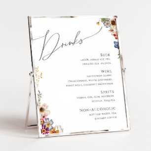 Poster Colorful Wildflower   Wedding Drinks Menu Sign