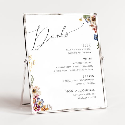 Poster Colorful Wildflower | Wedding Drinks Menu Sign