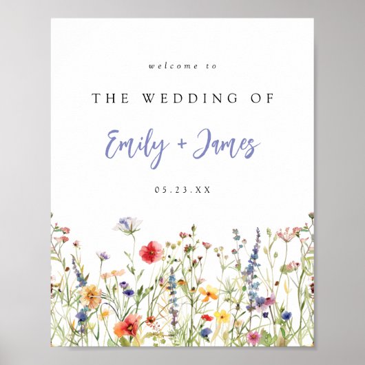 Poster Colorful Wildflower Wedding Welcome (Devant)