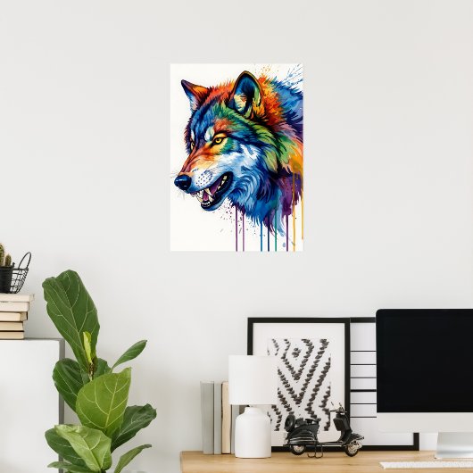 Poster Colorful Wolf  (Bureau à domicile)