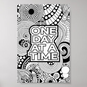 Poster Coloriage Adulte Motif Abstrait Un Jour à la Fois