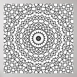 Poster Coloriage artistique de mandala à motif étoile en