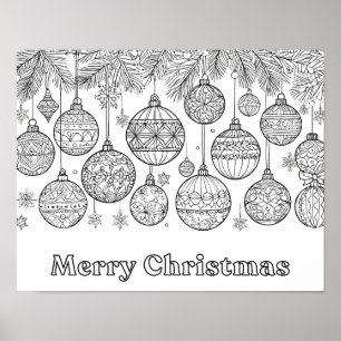 Poster Coloriez ces boules et ornements de Noël pour un p