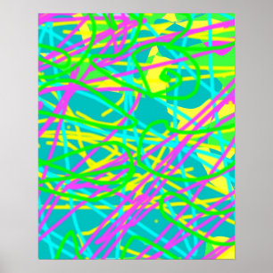 Poster Coloriez Mes Rêves Motif Gribouillage Expressif Ar