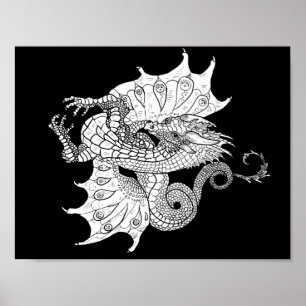 Poster Coloriez votre propre ligne Art Dragon