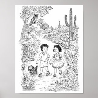 Poster Coloring Page for Kids: The Magic Trail