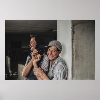 Poster Colorisé 1968 Portrait européen d'un jeune couple