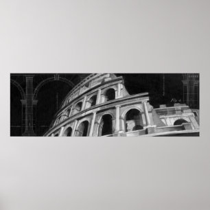 Poster Colosseum romain avec les dessins architecturaux