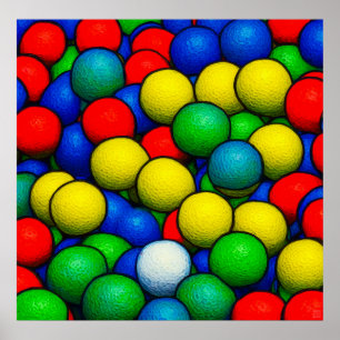 Poster Coloured Golf Balls - Art On Canvas Print