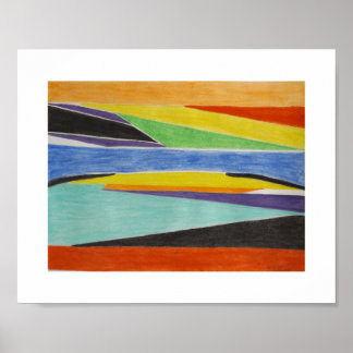 Poster Colourful Abstract Landscape Art Print