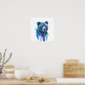 Poster Colourful Bear Watercolour Artwork (Cuisine)