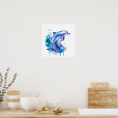 Poster Colourful Dolphin Watercolour Artwork (Cuisine)