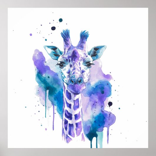 Poster Colourful Giraffe Watercolour (Devant)
