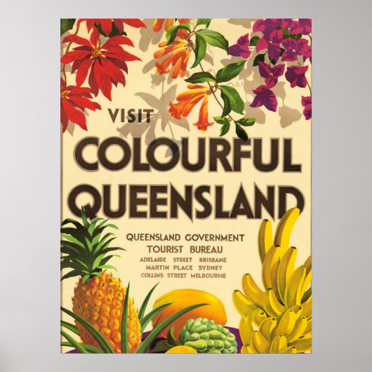 Poster Colourful Queensland, Australia (Devant)