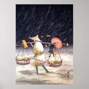 Poster Colporteur dans la nuit enneigée Shotei Takahashi 