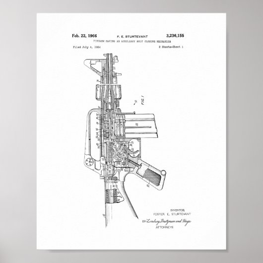 Poster Colt AR-15 Brevet de fusil semi-automatique (Devant)