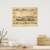 Poster Columbia, CA. Carte panoramique 1855 (0441A) (Cuisine)