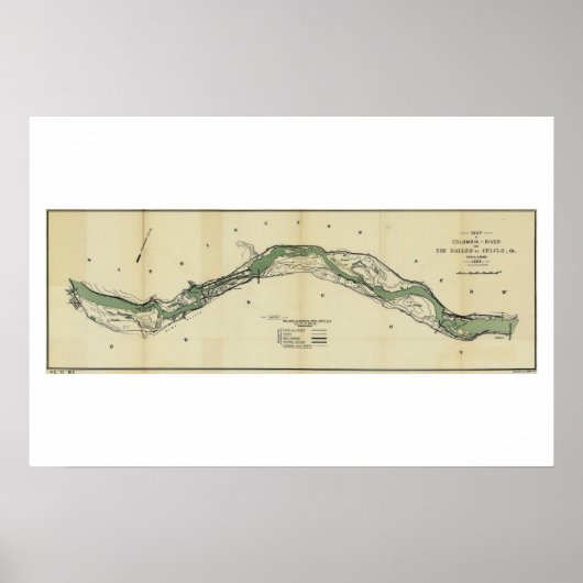 Poster Columbia River Washington Antique Map (Devant)