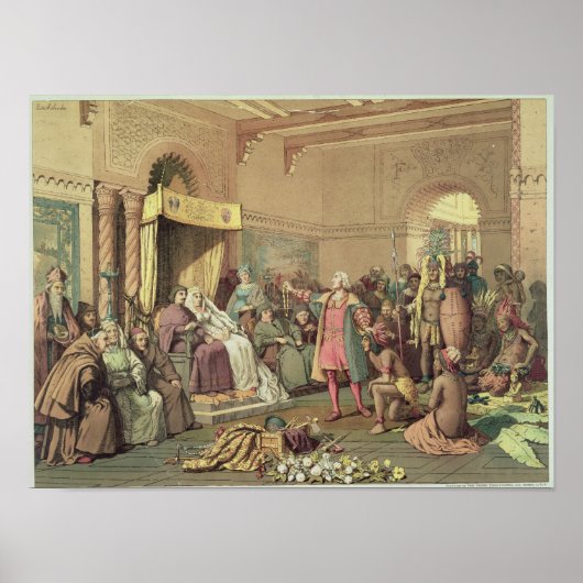 Poster Columbus à la Cour Royale d'Espagne à Barcelone (Devant)
