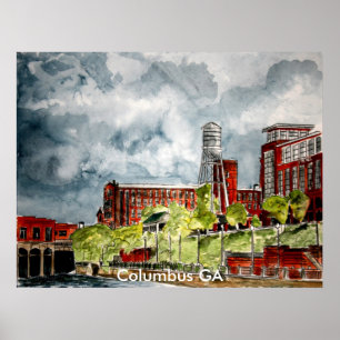 Poster columbus ga georgia riverwalk river walk art, C...