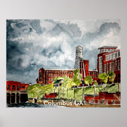 Poster columbus ga georgia riverwalk river walk art, C... (Devant)