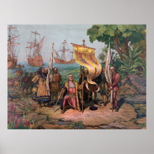 Poster Columbus Landing in America Painting (1892)