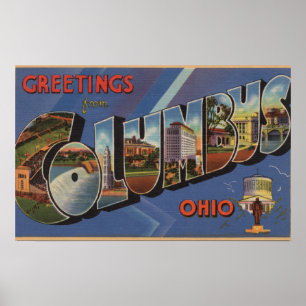 Poster Columbus, Ohio - grandes scènes 3 de lettre