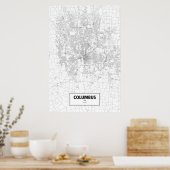 Poster Columbus, Ohio (noir sur blanc) (Cuisine)