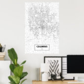 Poster Columbus, Ohio (noir sur blanc) (Bureau à domicile)
