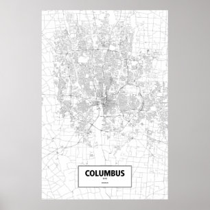 Poster Columbus, Ohio (noir sur blanc)