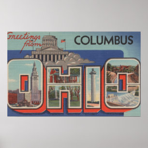 Poster Columbus, Ohio - Scènes de grandes lettres