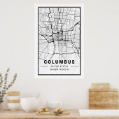 Poster Columbus Ohio USA City Travel City Plan (Cuisine)