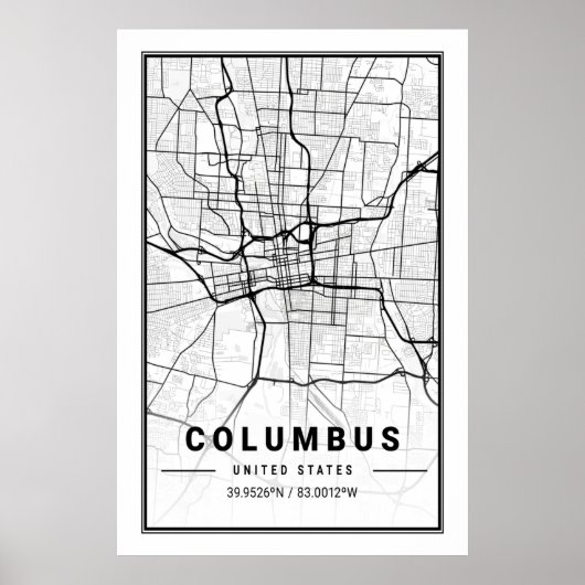Poster Columbus Ohio USA City Travel City Plan (Devant)
