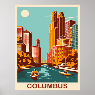 Poster Columbus, rivière Scioto, Ohio, Voyage 