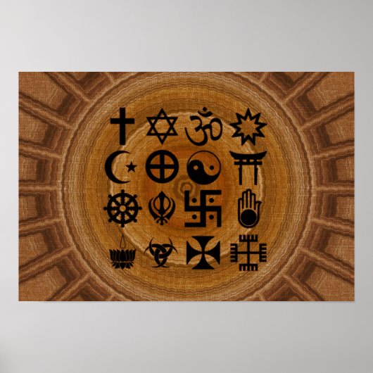 Pôster com símbolos da religieuze ões poster (Voorkant)