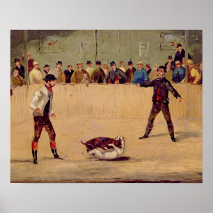 Poster Combat de chiens (huile sur papier)