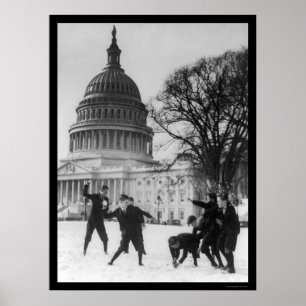 Poster Combat de neige à Capital Washington, DC 1925