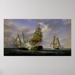 Poster Combat entre la frégate française "La Canonnière"