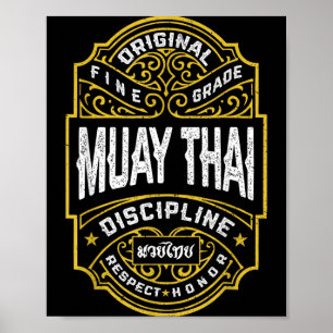 Poster Combattant de boxe thaïlandaise MMA Label vintage
