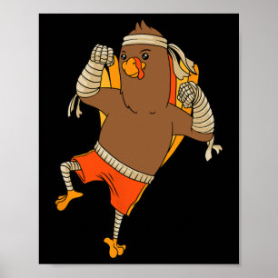 Poster Combattant de MMA de dinde Jour de Thanksgiving Ar