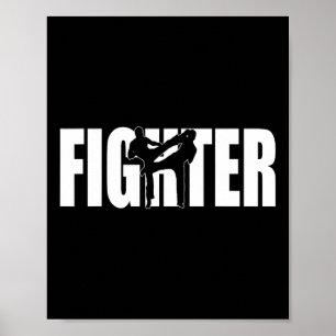 Poster Combattant Mma Kickboxing Muay Thai Arts Martiaux