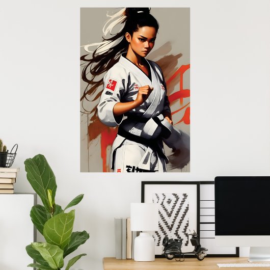 Poster Combattants, Karaté, Art Martial, Minimalisme, (Bureau à domicile)
