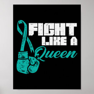 Poster Combattre Comme La Reine Turquoise Gants de boxe C