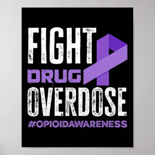 Poster Combattre la surdose de drogue Pruple Ribbon Opioï
