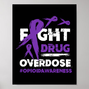 Poster Combattre la surdose de drogue Pruple Ribbon Opioï