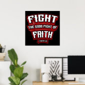 Poster Combattre le bon combat de la foi Verse chrétienne (Bureau à domicile)