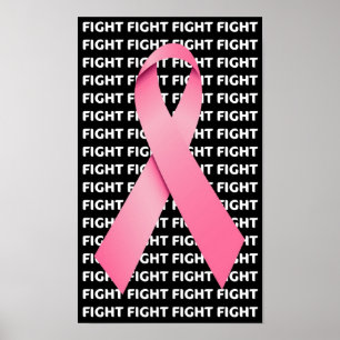 Poster Combattre le cancer du sein Ruban rose