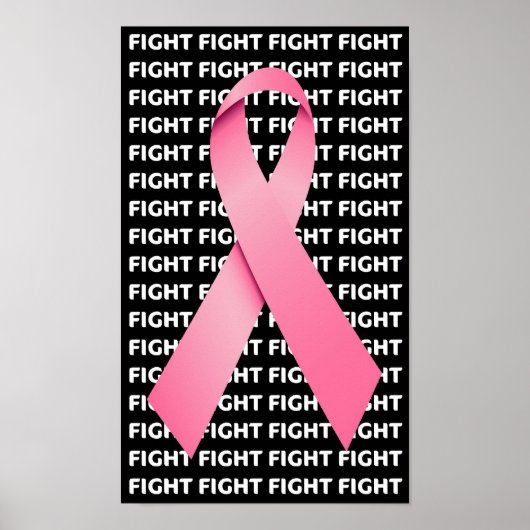 Poster Combattre le cancer du sein Ruban rose (Devant)
