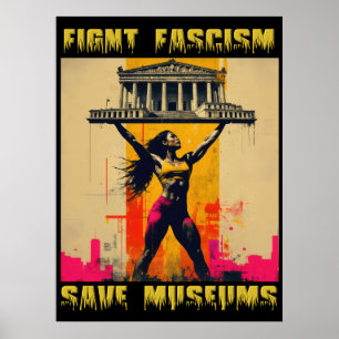 Poster Combattre le fascisme Sauver les musées
